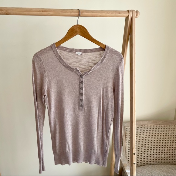 J. Crew Linen Henley Crewneck Sweater in Beige - M - Picture 1 of 3